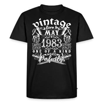 1983 Mai 1983 Jubiläum Mai 1983 Mai - Männer Premium Bio T-Shirt - Schwarz - Vorne - Nico (187cm)