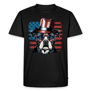 Chien patriotique Drapeau américain Patriote - T-shirt Premium bio Homme - noir - Devant - Nico (187cm)