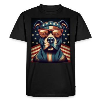Patriote Pitbull Drapeau américain Pitbull Patriotique - T-shirt Premium bio Homme - noir - Devant - Nico (187cm)