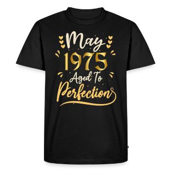 Mai 1975 Mai anniversaire May 1975 - T-shirt Premium bio Homme - noir - Devant - Nico (187cm)