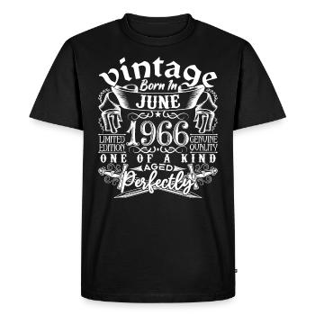 1966 Juin 1966 anniversaire June 1966 Juin - T-shirt Premium bio Homme - noir - Devant - Nico (187cm)