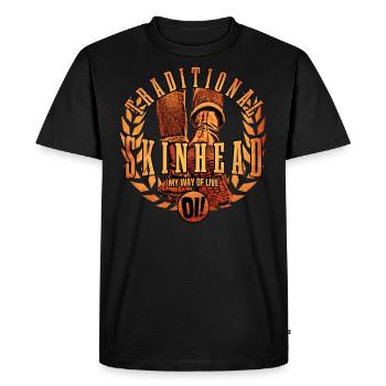 Unique Oi Skinhead - Men's Premium Organic T-Shirt - black - Front - Nico (187cm)