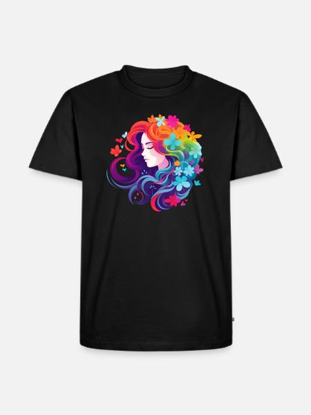Flowers Girl Rainbow - Men's Premium Organic T-Shirt - black