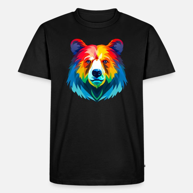 bunter Bär - Männer Premium Bio T-Shirt - Schwarz