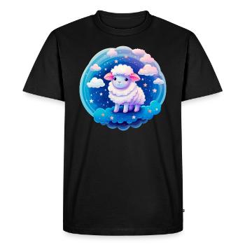 Mouton doux la nuit avec des étoiles - T-shirt Premium bio Homme - noir - Devant - Nico (187cm)