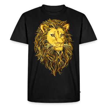Tête de lion - T-shirt Premium bio Homme - noir - Devant - Nico (187cm)