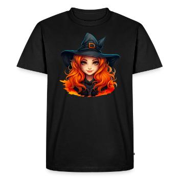 Pretty witch with red hair like fire - Men's Premium Organic T-Shirt - black - Front - Nico (187cm)