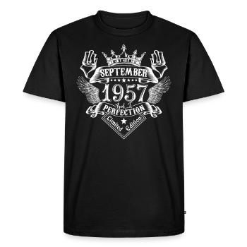 Septembre 1957 | Septembre 1957 anniversaire 1957 - T-shirt Premium bio Homme - noir - Devant - Nico (187cm)
