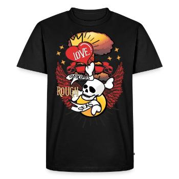 LOVE OVERCOMES ROUGH SEAS - Men's Premium Organic T-Shirt - black - Front - Nico (187cm)
