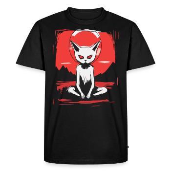 Japan, Red Sun, Yoga, Cat - Men's Premium Organic T-Shirt - black - Front - Nico (187cm)