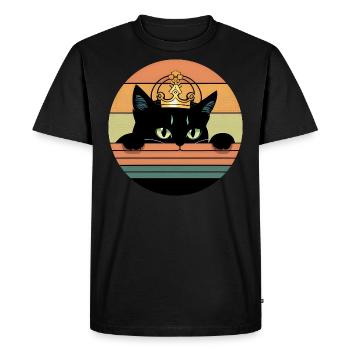 Chat avec couronne - T-shirt Premium bio Homme - noir - Devant - Nico (187cm)