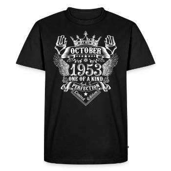 October 1953 anniversary 1953 October - Men's Premium Organic T-Shirt - black - Front - Nico (187cm)