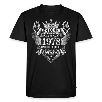 Octobre 1978 anniversaire 1978 Octobre - T-shirt Premium bio Homme - noir - Devant - Nico (187cm)
