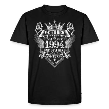 Octobre 1994 anniversaire 1994 Octobre - T-shirt Premium bio Homme - noir - Devant - Nico (187cm)