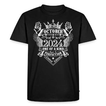 Octobre 2024 anniversaire 2024 Octobre - T-shirt Premium bio Homme - noir - Devant - Nico (187cm)