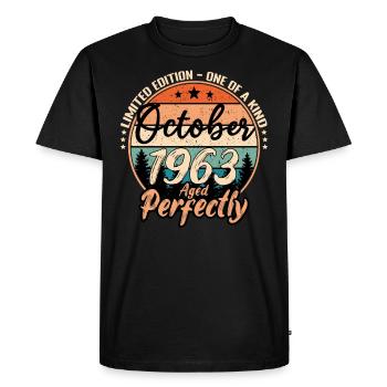 Octobre 1963 anniversaire 1963 légendes Octobre - T-shirt Premium bio Homme - noir - Devant - Nico (187cm)