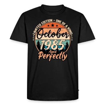 Octobre 1985 anniversaire 1985 légendes Octobre - T-shirt Premium bio Homme - noir - Devant - Nico (187cm)