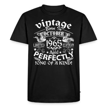 Octobre 1965 | anniversaire 1965 né en Octobre - T-shirt Premium bio Homme - noir - Devant - Nico (187cm)