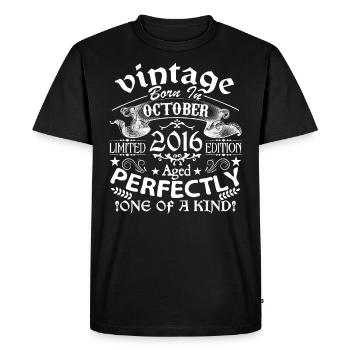 October 2016 | 2016 birthday born in October - Men's Premium Organic T-Shirt - black - Front - Nico (187cm)
