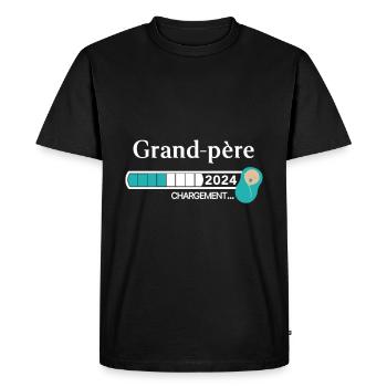 Grand père 2024 Chargement - T-shirt Premium bio Homme - noir - Devant - Nico (187cm)