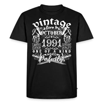 1991 Octobre 1991 anniversaire October 1991 - T-shirt Premium bio Homme - noir - Devant - Nico (187cm)
