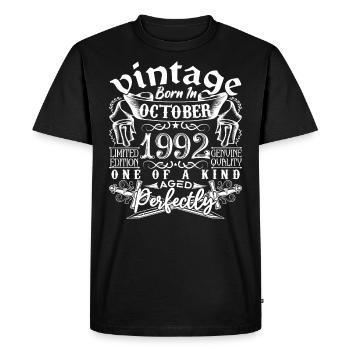 1992 Octobre 1992 anniversaire October 1992 - T-shirt Premium bio Homme - noir - Devant - Nico (187cm)