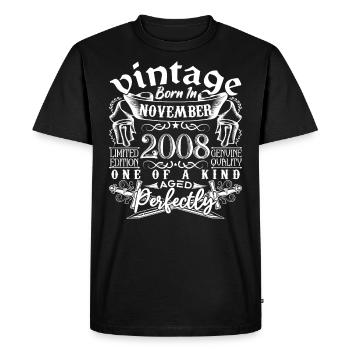 2008 Novembre 2008 anniversaire November 2008 - T-shirt Premium bio Homme - noir - Devant - Nico (187cm)