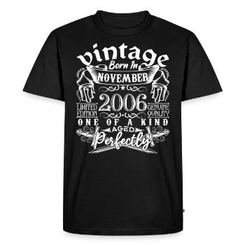 2006 Novembre 2006 anniversaire November 2006 - T-shirt Premium bio Homme - noir - Devant - Nico (187cm)