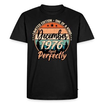 Décembre 1976 anniversaire 1976 légendes Décembre - T-shirt Premium bio Homme - noir - Devant - Nico (187cm)