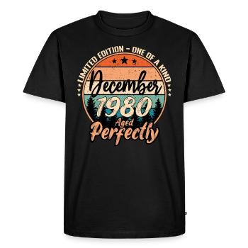 Décembre 1980 anniversaire 1980 légendes Décembre - T-shirt Premium bio Homme - noir - Devant - Nico (187cm)