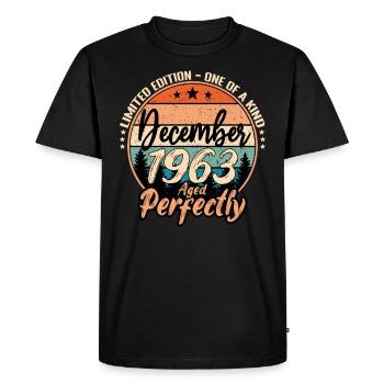 Décembre 1963 anniversaire 1963 légendes Décembre - T-shirt Premium bio Homme - noir - Devant - Nico (187cm)