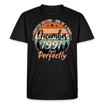 Décembre 1991 anniversaire 1991 légendes Décembre - T-shirt Premium bio Homme - noir - Devant - Nico (187cm)