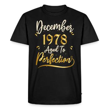 Décembre 1978 Décembre anniversaire December 1978 - T-shirt Premium bio Homme - noir - Devant - Nico (187cm)