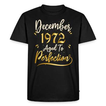 Décembre 1972 Décembre anniversaire December 1972 - T-shirt Premium bio Homme - noir - Devant - Nico (187cm)
