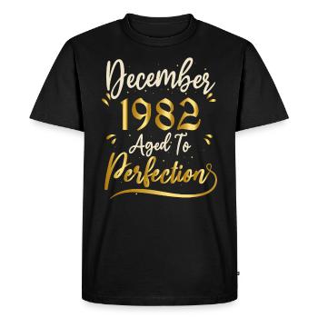 Décembre 1982 Décembre anniversaire December 1982 - T-shirt Premium bio Homme - noir - Devant - Nico (187cm)