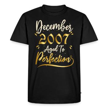 Décembre 2007 Décembre anniversaire December 2007 - T-shirt Premium bio Homme - noir - Devant - Nico (187cm)