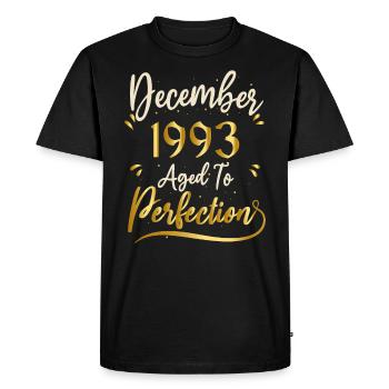 Décembre 1993 Décembre anniversaire December 1993 - T-shirt Premium bio Homme - noir - Devant - Nico (187cm)