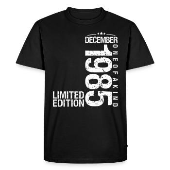 Décembre 1985 Décembre anniversaire December 1985 - T-shirt Premium bio Homme - noir - Devant - Nico (187cm)