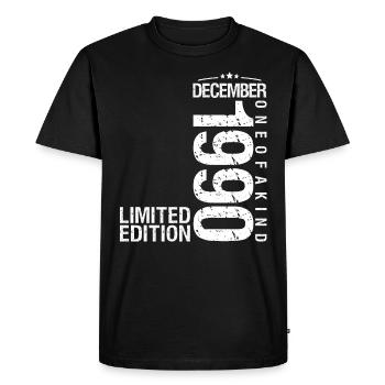 Décembre 1990 Décembre anniversaire December 1990 - T-shirt Premium bio Homme - noir - Devant - Nico (187cm)