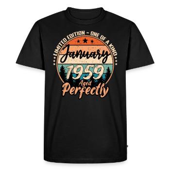 Janvier 1959 anniversaire 1959 légendes Janvier - T-shirt Premium bio Homme - noir - Devant - Nico (187cm)
