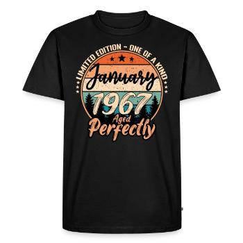 Janvier 1967 anniversaire 1967 légendes Janvier - T-shirt Premium bio Homme - noir - Devant - Nico (187cm)
