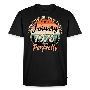Janvier 1976 anniversaire 1976 légendes Janvier - T-shirt Premium bio Homme - noir - Devant - Nico (187cm)
