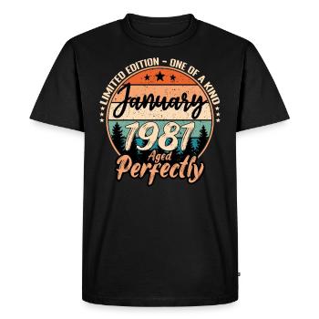 Janvier 1981 anniversaire 1981 légendes Janvier - T-shirt Premium bio Homme - noir - Devant - Nico (187cm)