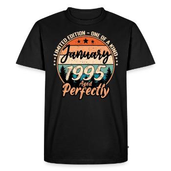 Janvier 1995 anniversaire 1995 légendes Janvier - T-shirt Premium bio Homme - noir - Devant - Nico (187cm)