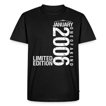 Janvier 2006 Janvier anniversaire January 2006 - T-shirt Premium bio Homme - noir - Devant - Nico (187cm)