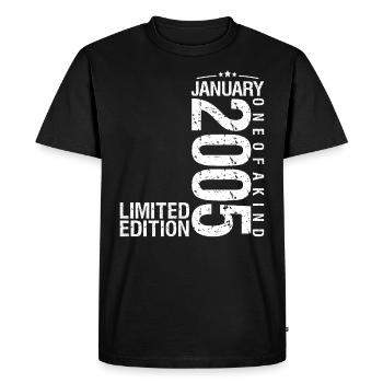 Janvier 2005 Janvier anniversaire January 2005 - T-shirt Premium bio Homme - noir - Devant - Nico (187cm)