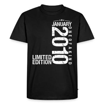 Janvier 2010 Janvier anniversaire January 2010 - T-shirt Premium bio Homme - noir - Devant - Nico (187cm)