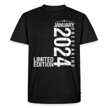 Janvier 2024 Janvier anniversaire January 2024 - T-shirt Premium bio Homme - noir - Devant - Nico (187cm)