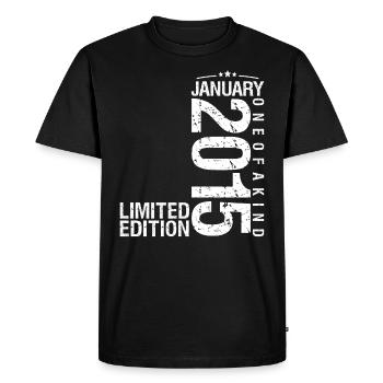 Janvier 2015 Janvier anniversaire January 2015 - T-shirt Premium bio Homme - noir - Devant - Nico (187cm)