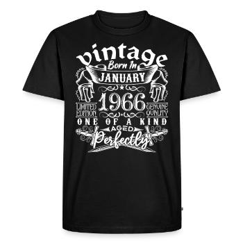 Janvier 1966 anniversaire Janvier 1966 January - T-shirt Premium bio Homme - noir - Devant - Nico (187cm)